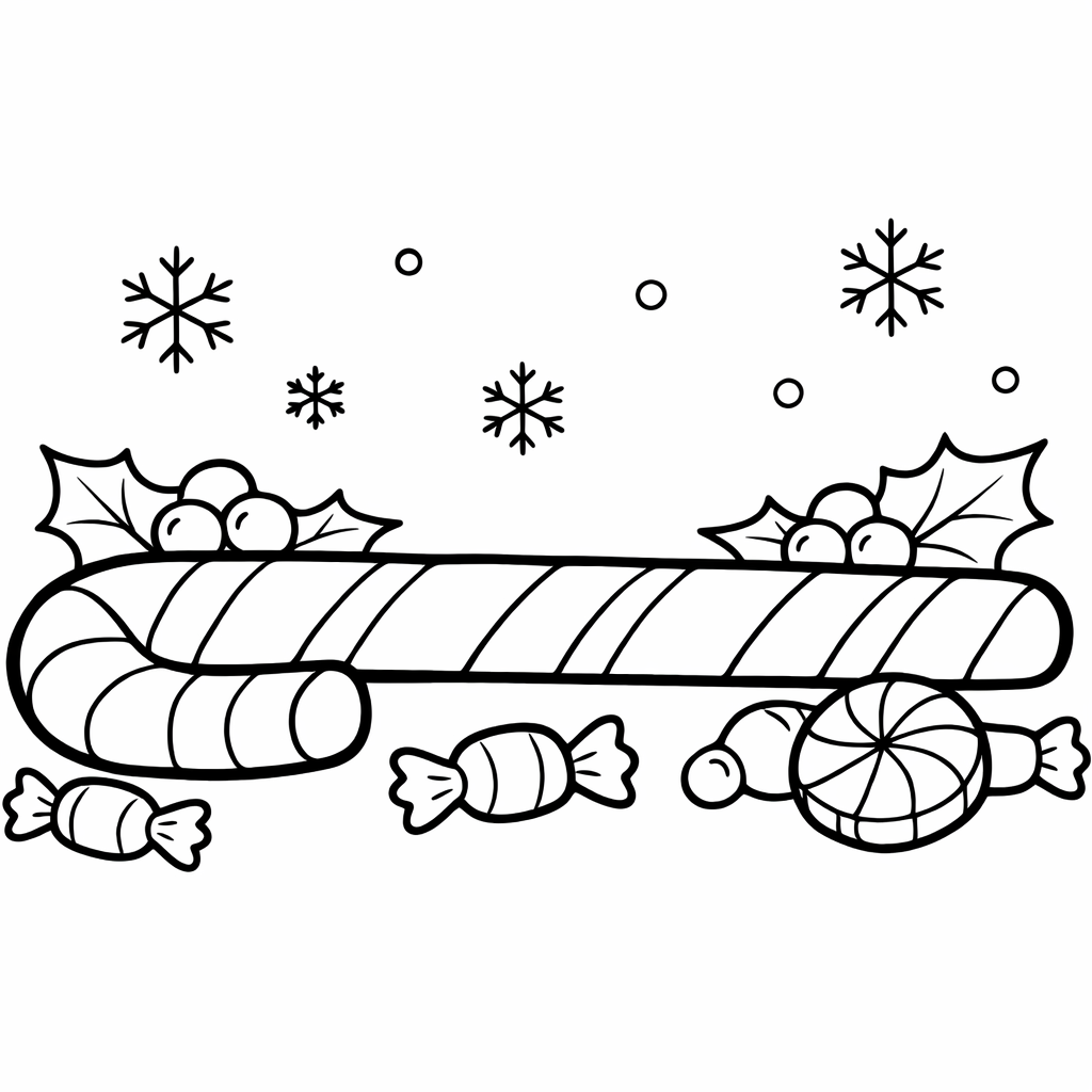 Candy Cane Coloring Page — Object Only: Two Or Three Candy Canes Side By Side, Simple And Adorable, No Background
