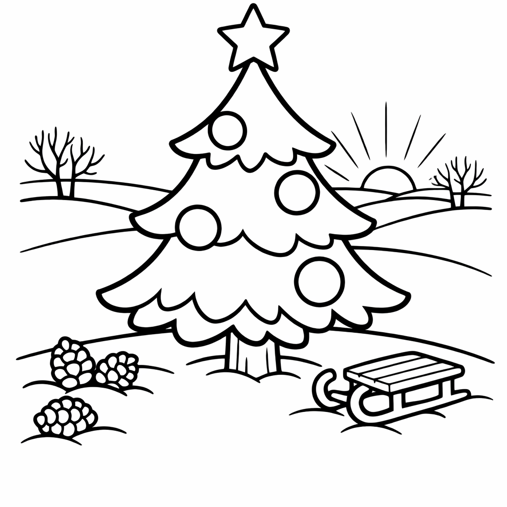 Christmas Tree Coloring Page — Tree And Star