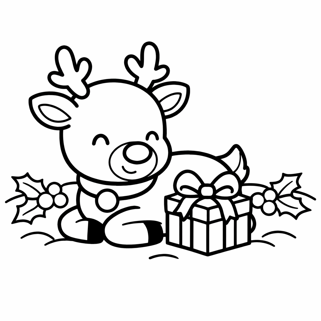 Reindeer Coloring Page — Reindeer And Bells