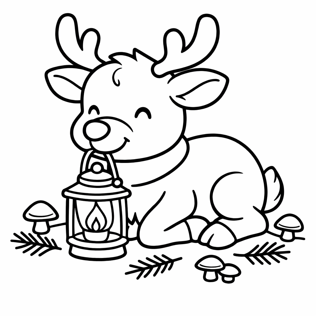 Reindeer Coloring Page — Reindeer Face