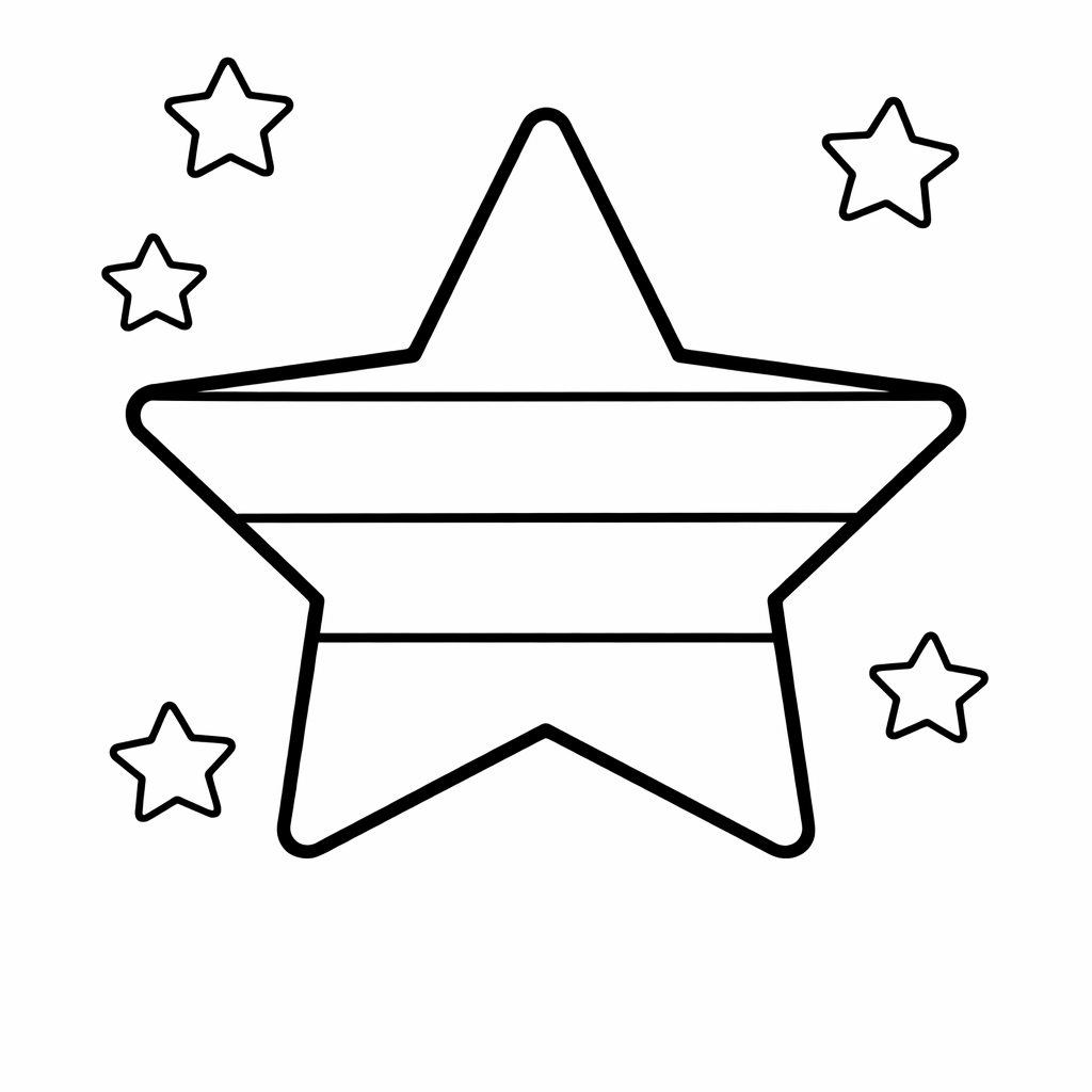 Star Coloring Page — Object Only: Two Or Three Stars Side By Side, Simple And Adorable, No Background