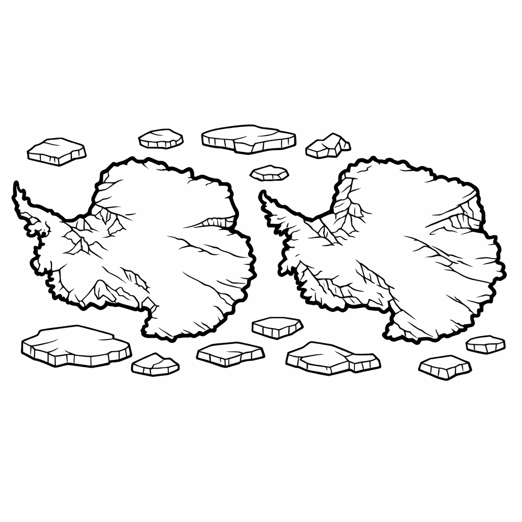 Antarctica Coloring Page — Object Only: Two Or Three Antarcticas Side By…