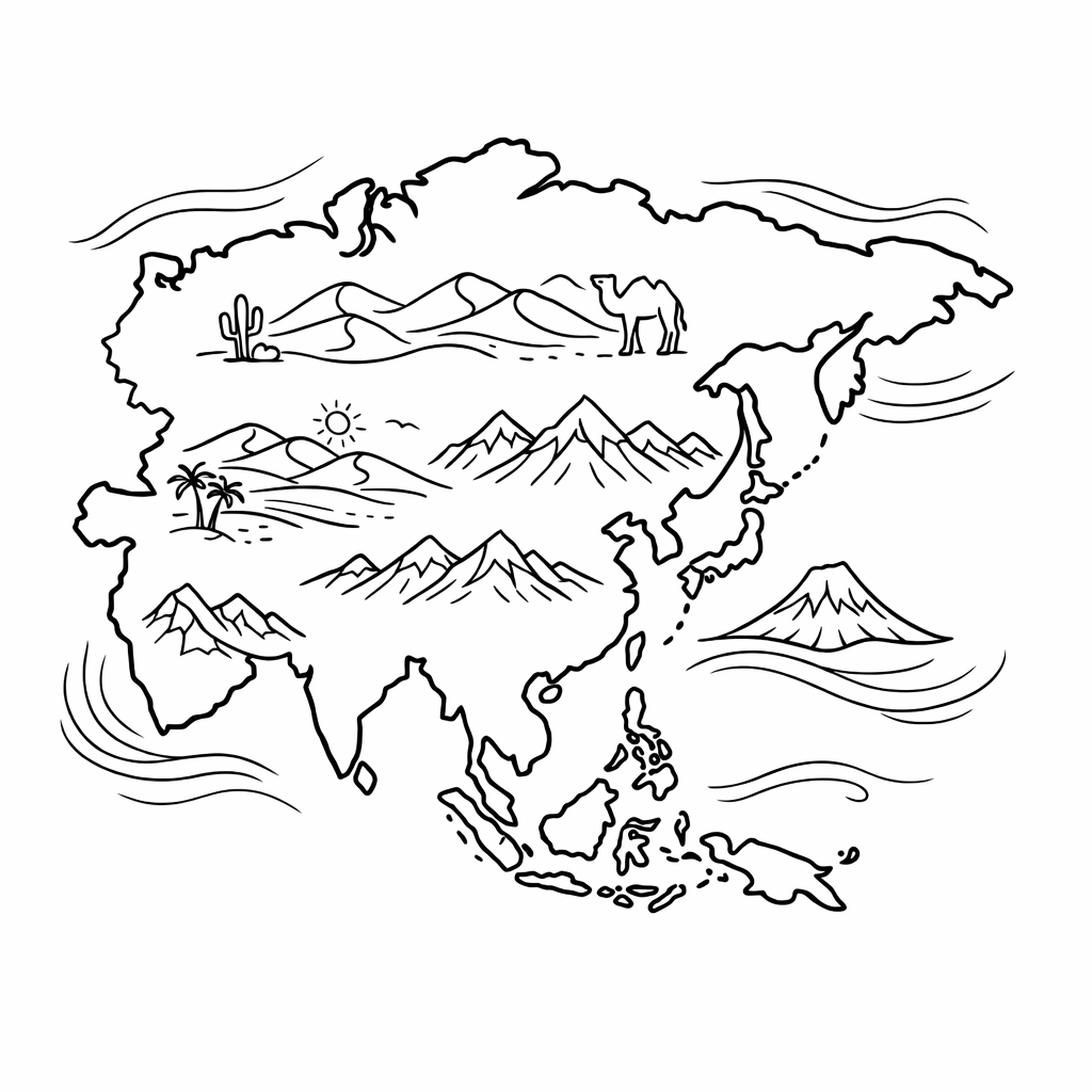 Asia Coloring Page — Asia Outline Map