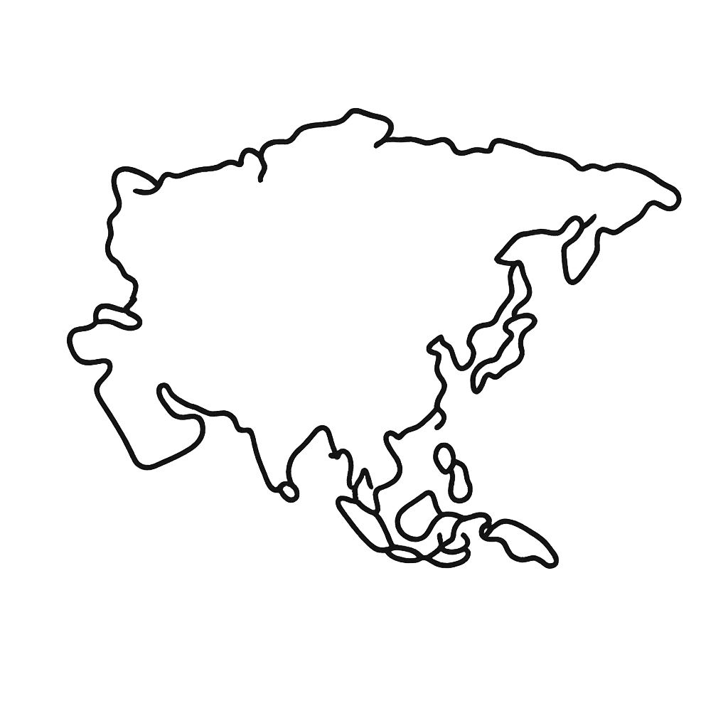 Asia Coloring Page — Object Only: A Cute Asia With Clean Outlines,…