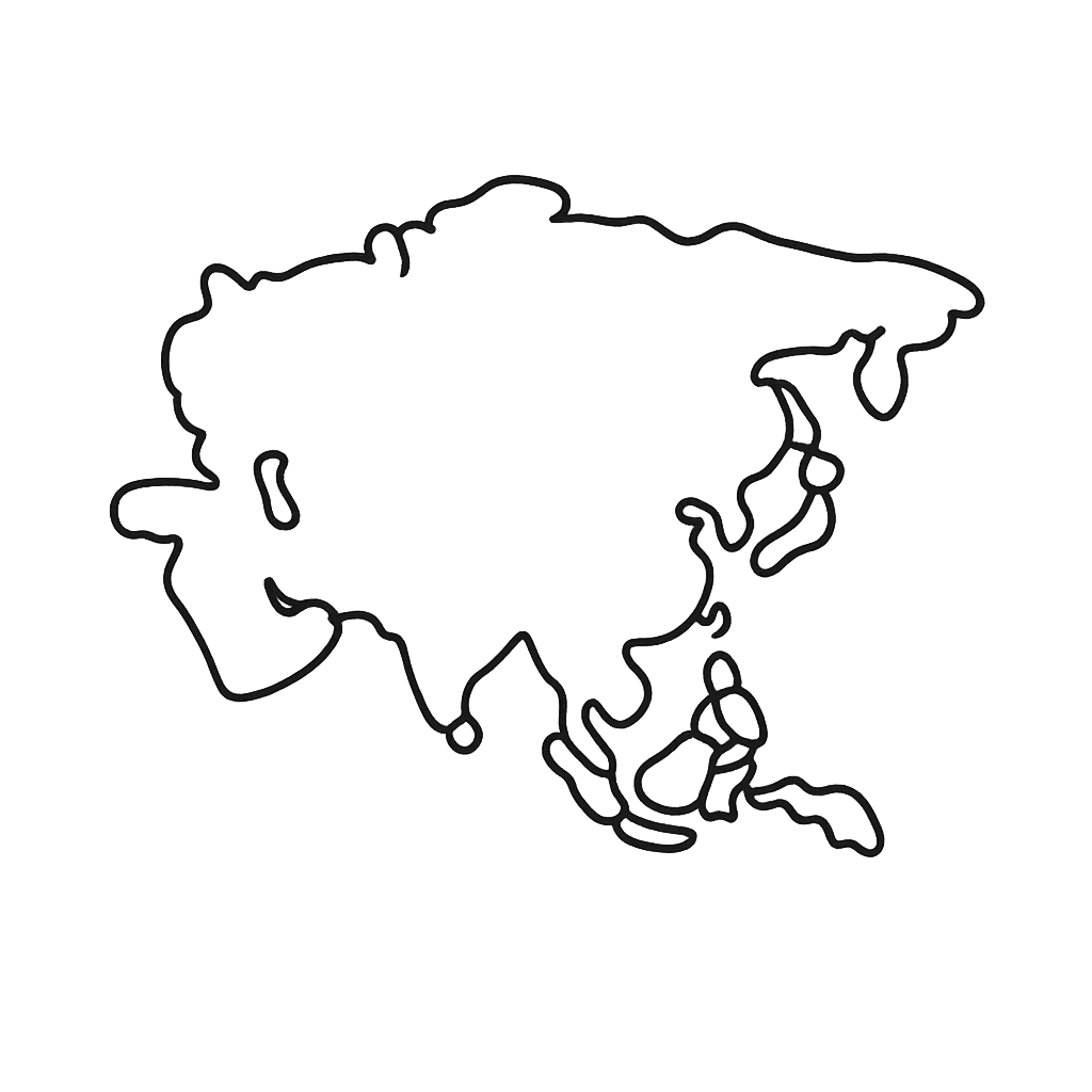 Asia Coloring Page — Continent Shape