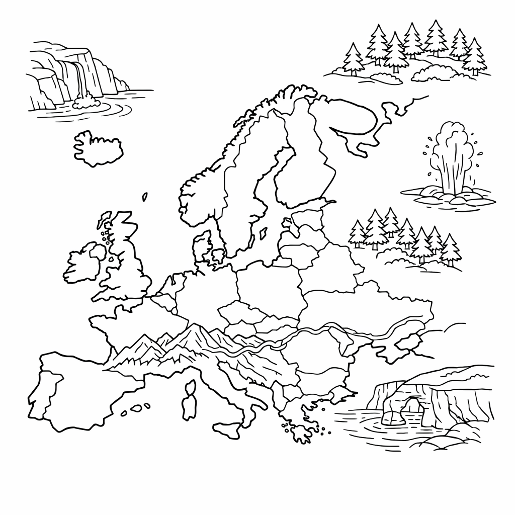Europe Coloring Page — Europe Outline Map