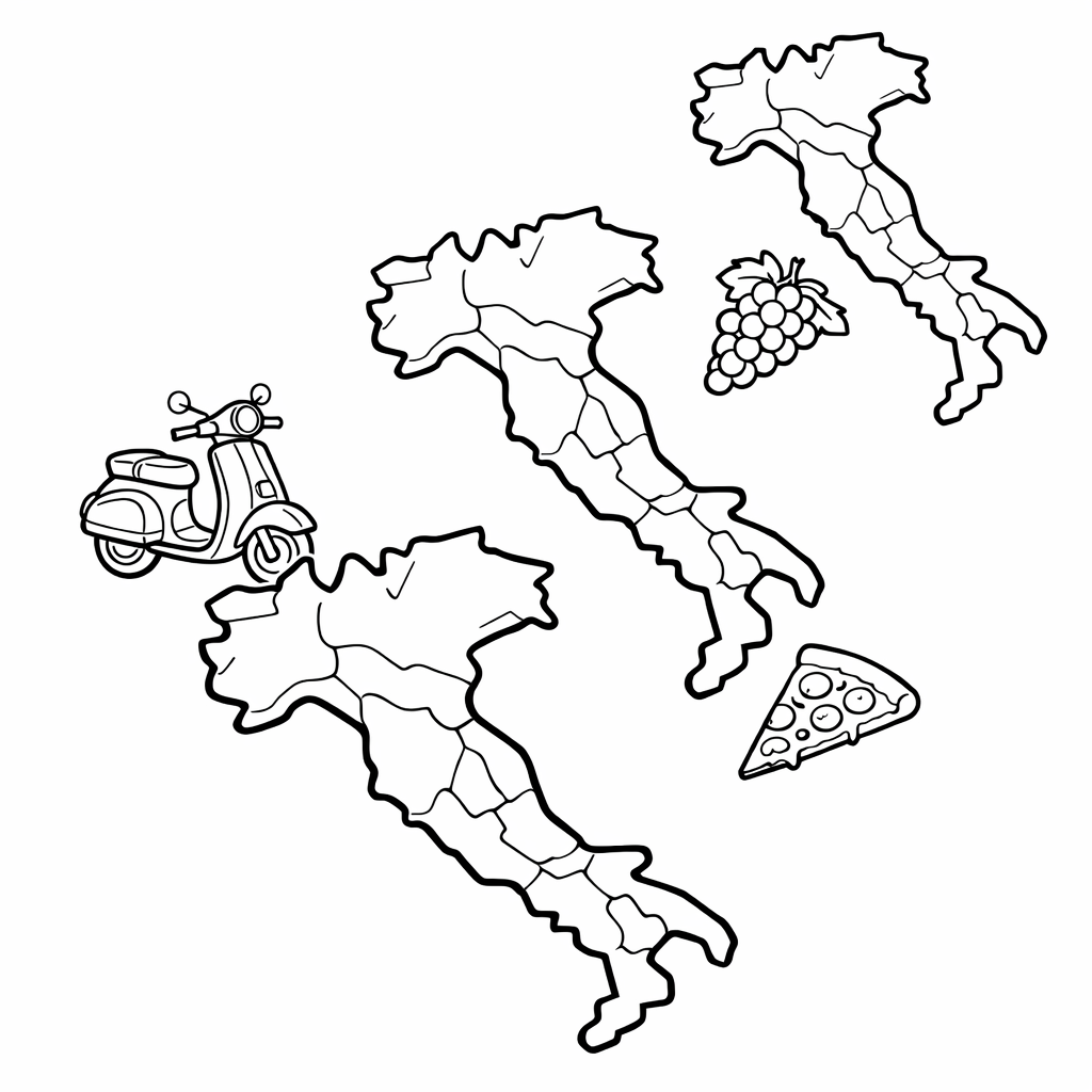 Italy Coloring Page — Italy Boot Shape