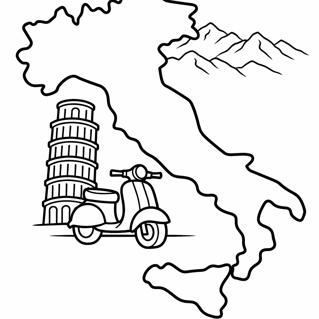 Italy Coloring Page — Italy Map
