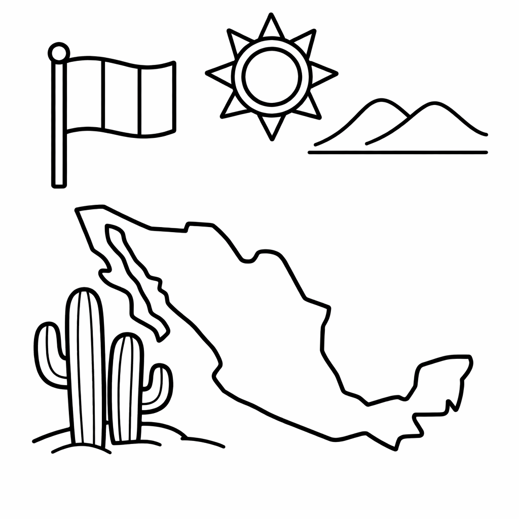 Mexico Coloring Page — Mexico Map Outline