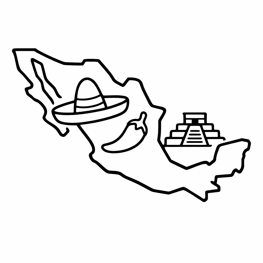 Mexico Coloring Page — Mexico And Cactus