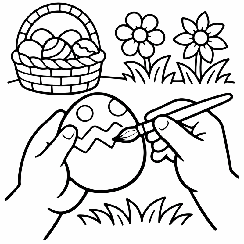 Decorated Eggs Coloring Page — Object Only: Two Or Three Decorated Eggss Side By Side, Simple And Adorable, No Background