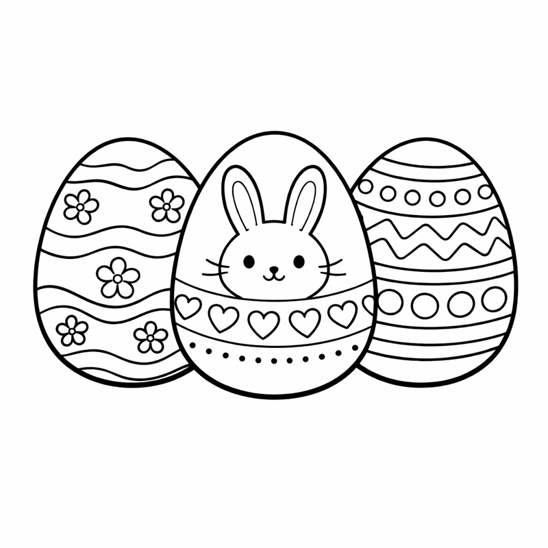 Decorated Eggs Coloring Page — Object Only: A Cute Decorated Eggs With Clean Outlines, No Background