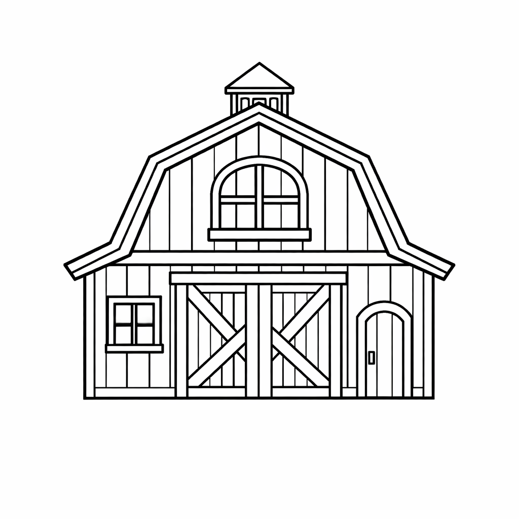 Barn Coloring Page — Barn And Fence