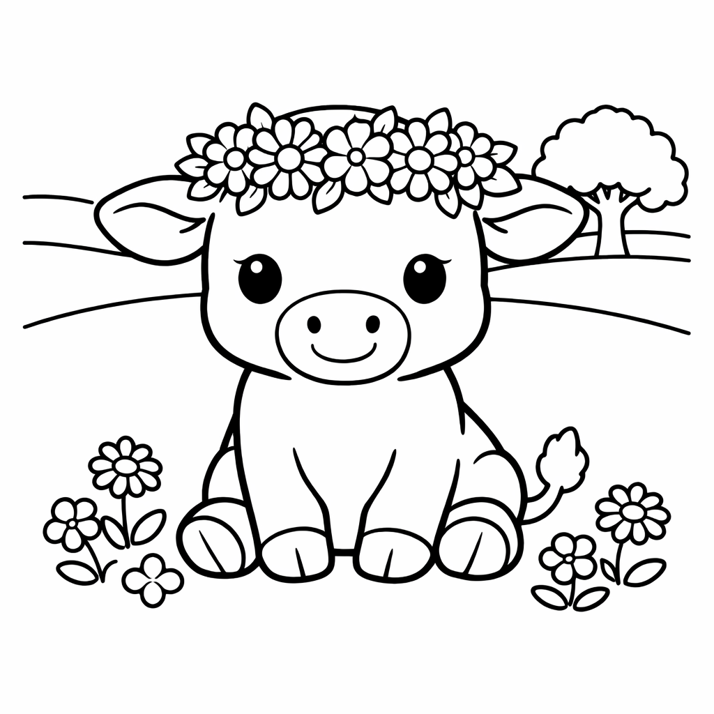Cow Coloring Page — Cow Face