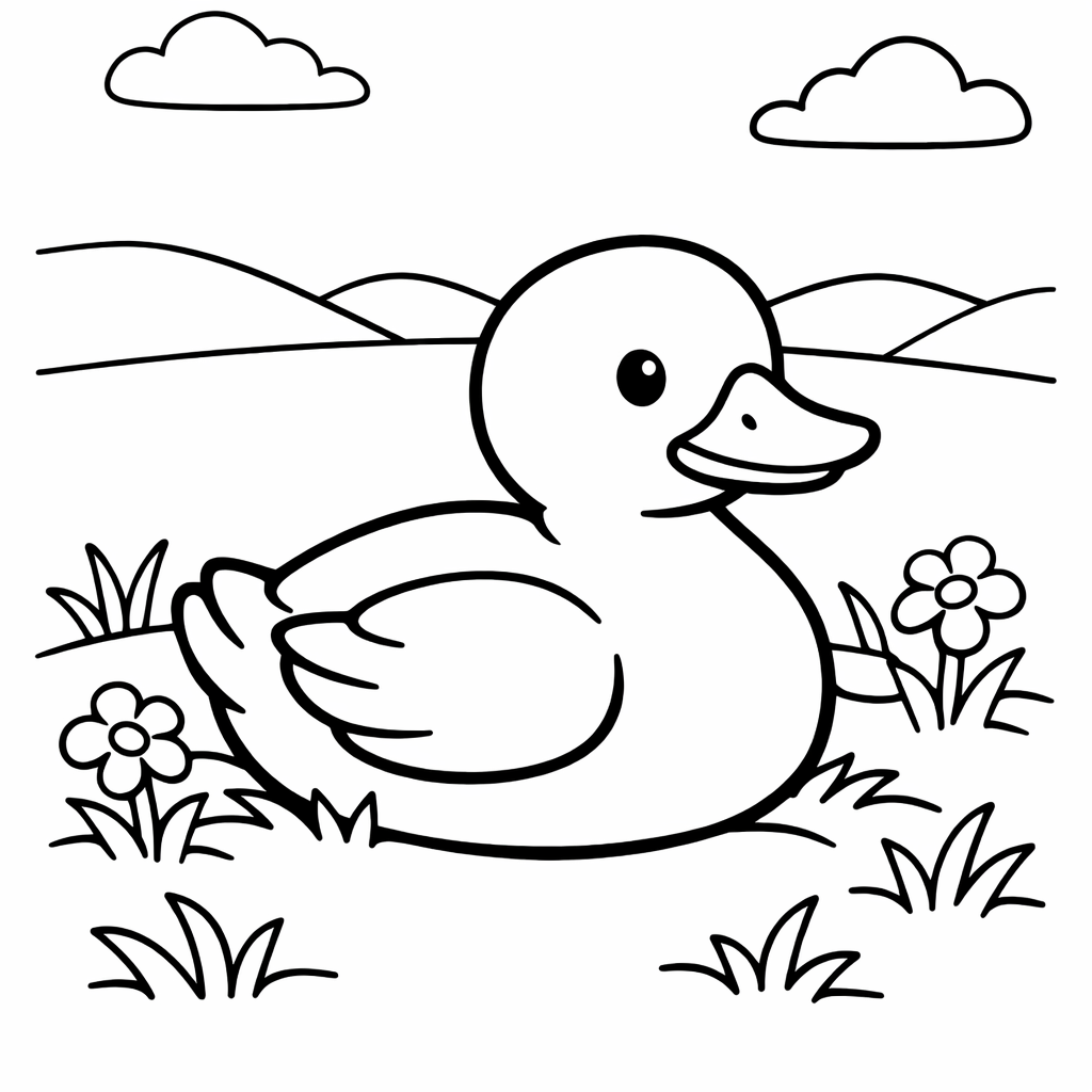 Duck Coloring Page — Friendly Duck