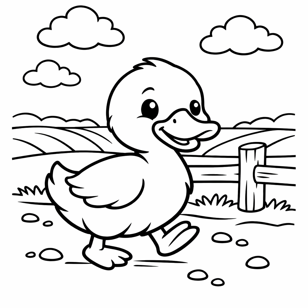 Duck Coloring Page — Duck And Water