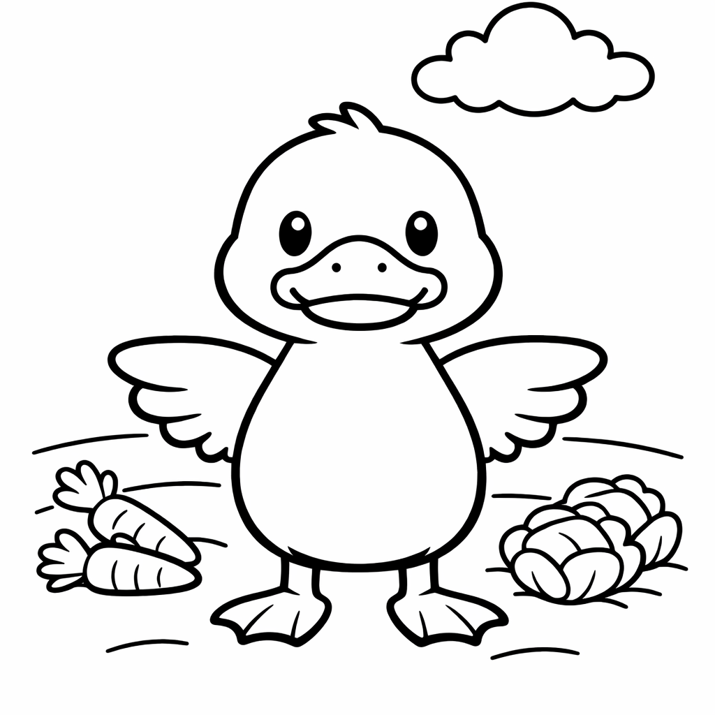 Duck Coloring Page — Object Only: Two Or Three Ducks Side By Side, Simple And Adorable, No Background