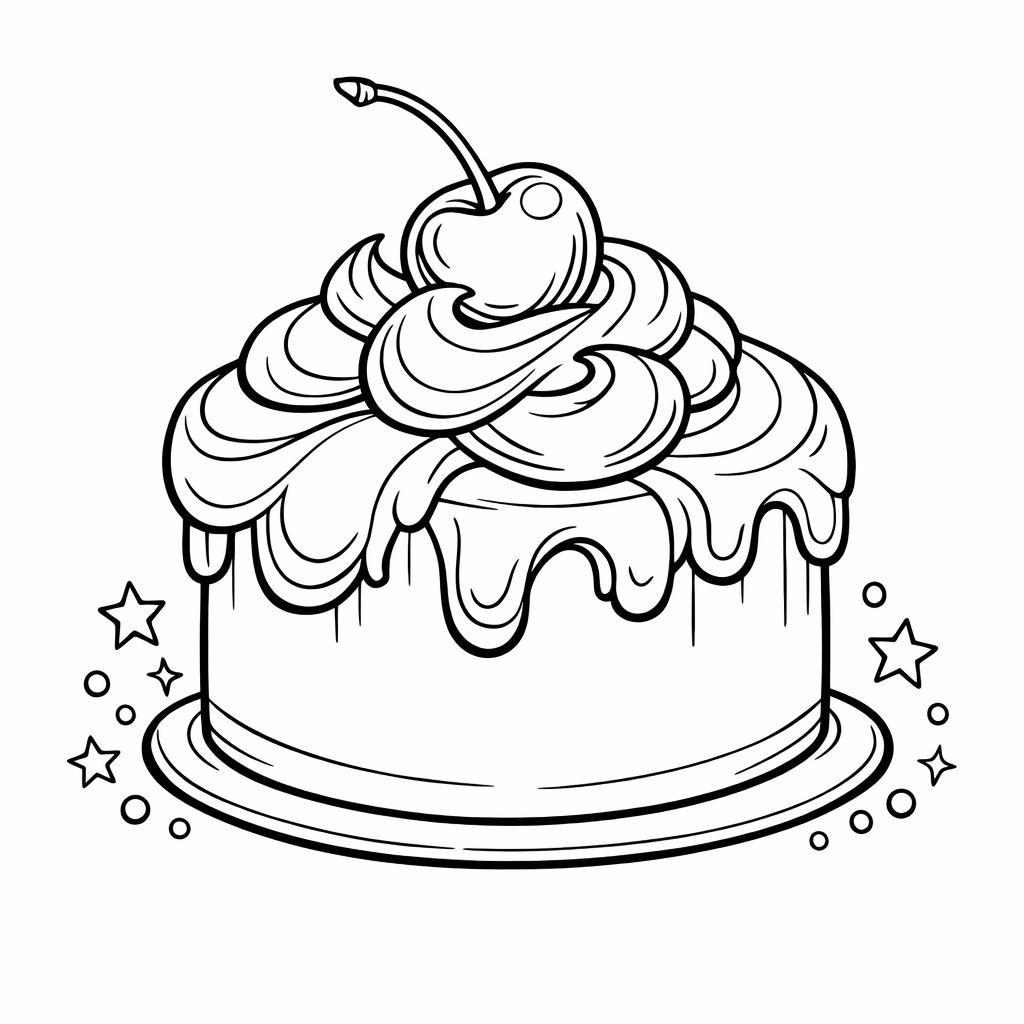 Cake Coloring Page — Cake With Candles