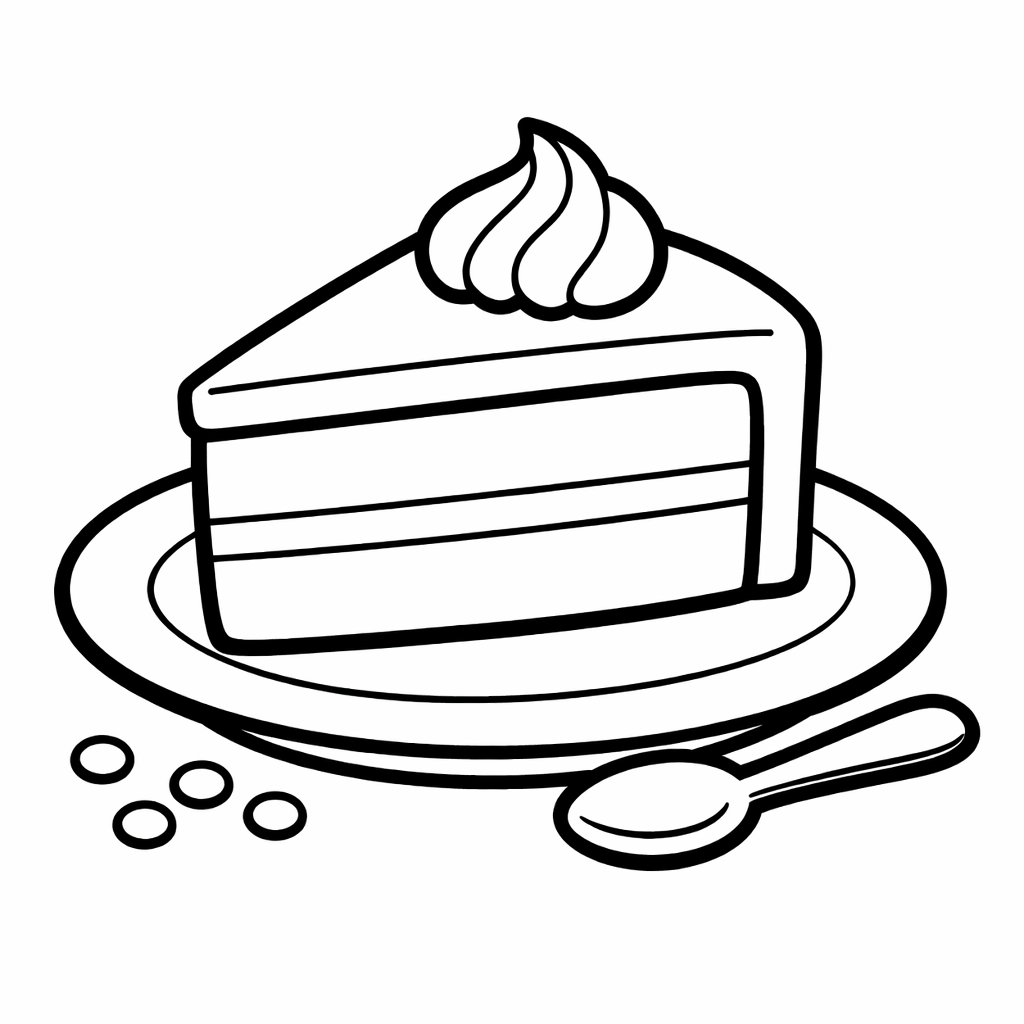 Cake Coloring Page — Slice Of Cake