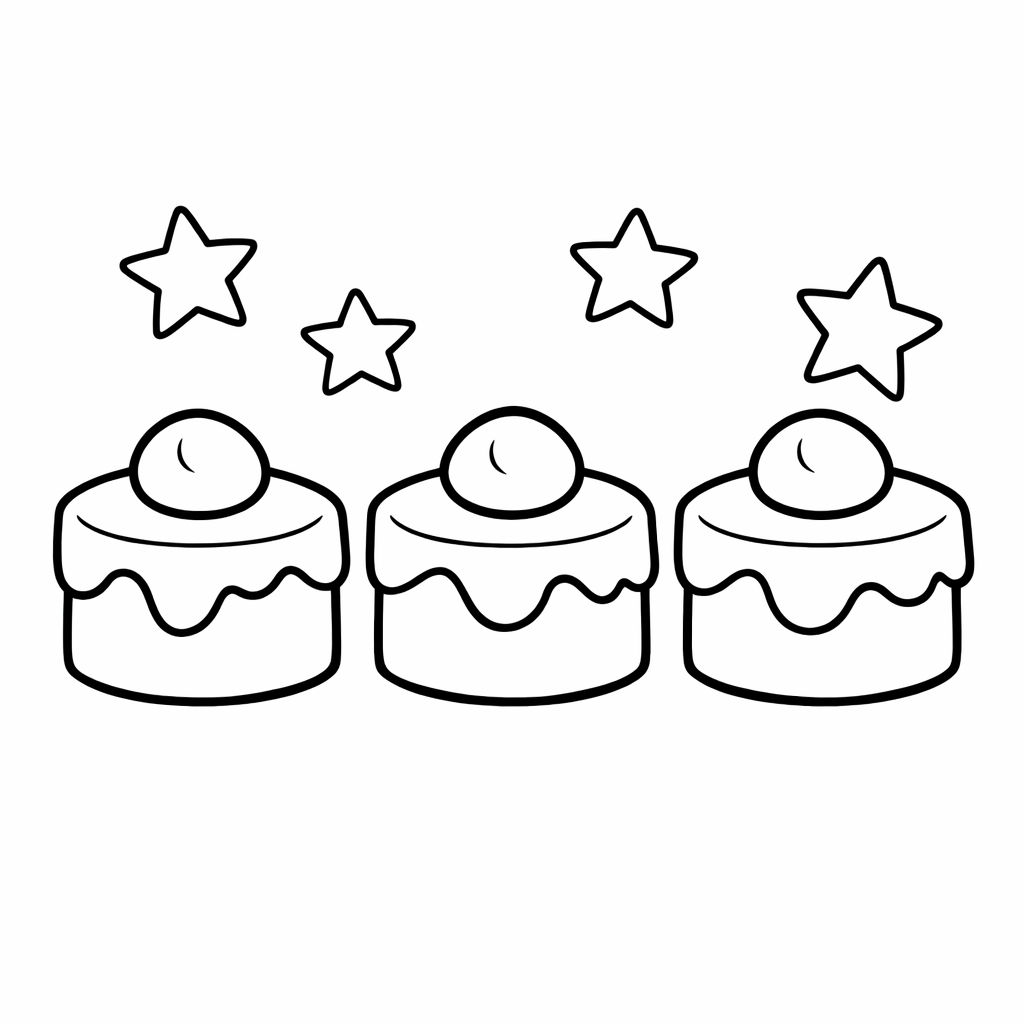 Cake Coloring Page — Cake And Balloons