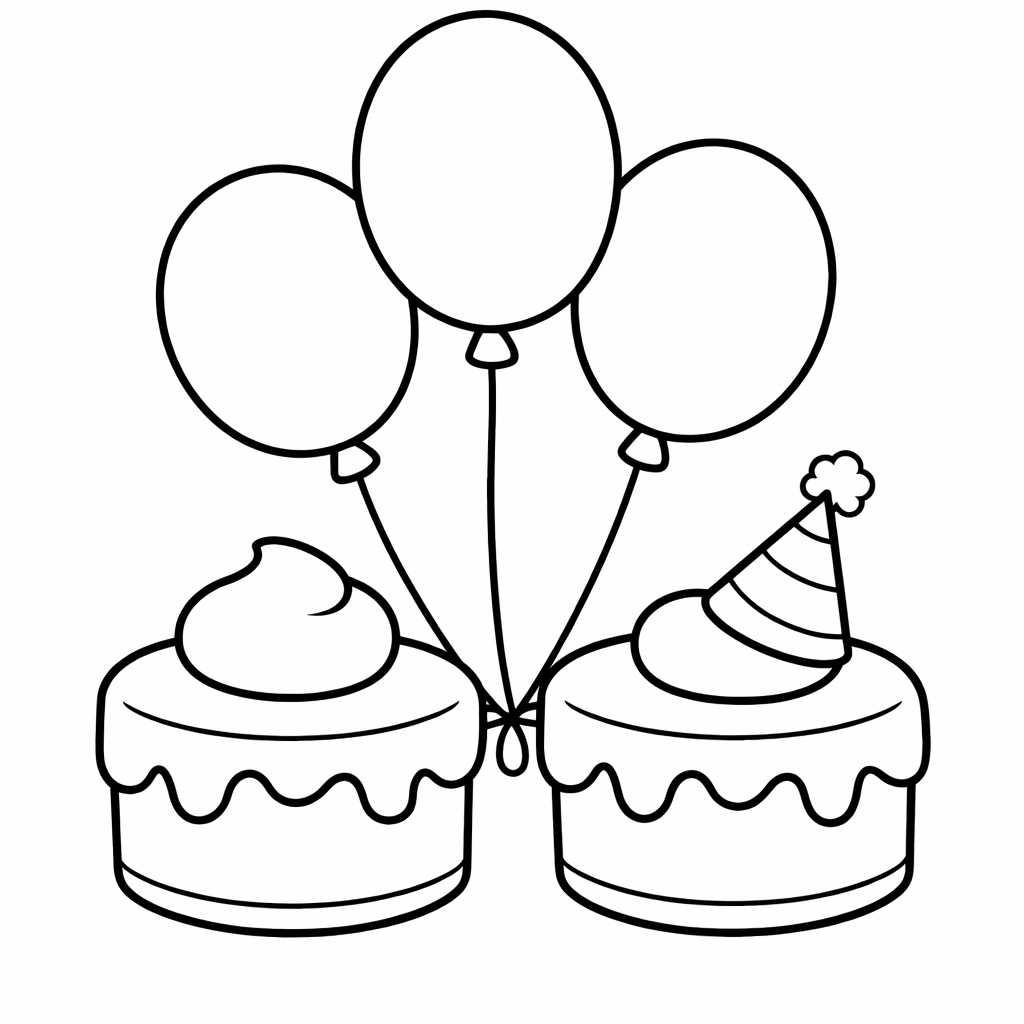 Cake Coloring Page — Birthday Cake