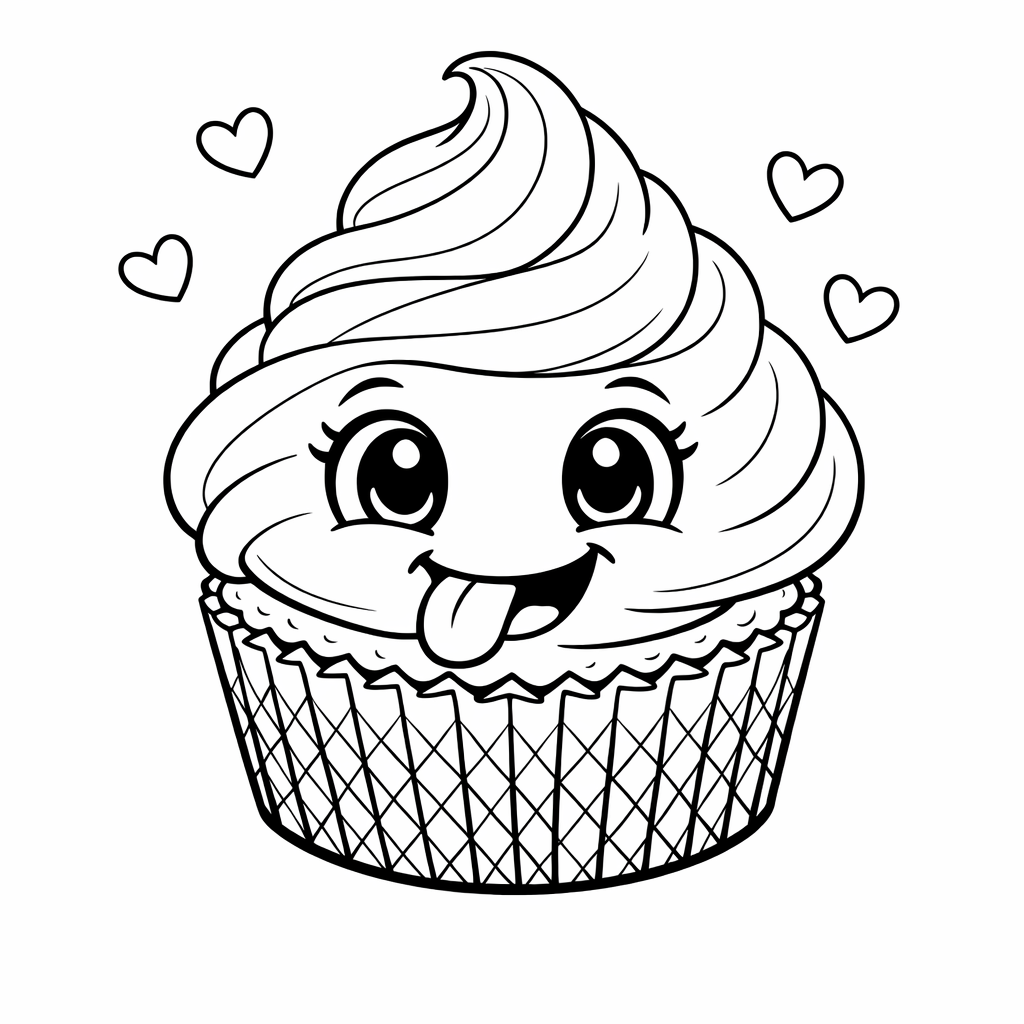 Cupcake Coloring Page — Single Cupcake