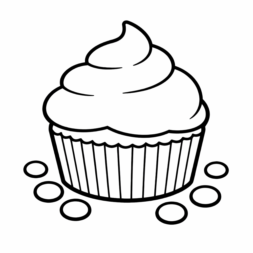 Cupcake Coloring Page — Object Only: Two Or Three Cupcakes Side By Side, Simple And Adorable, No Background