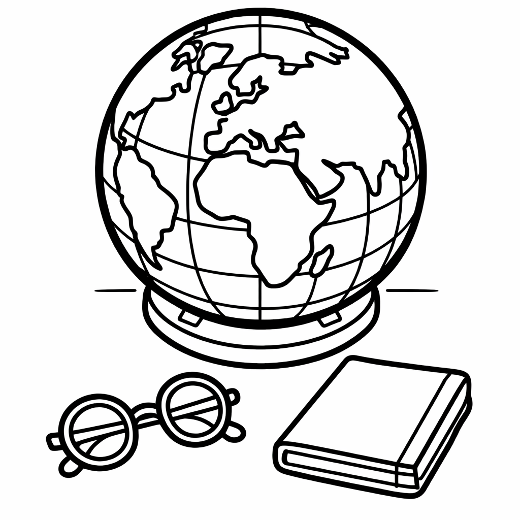 Globe Coloring Page — Globe Simple