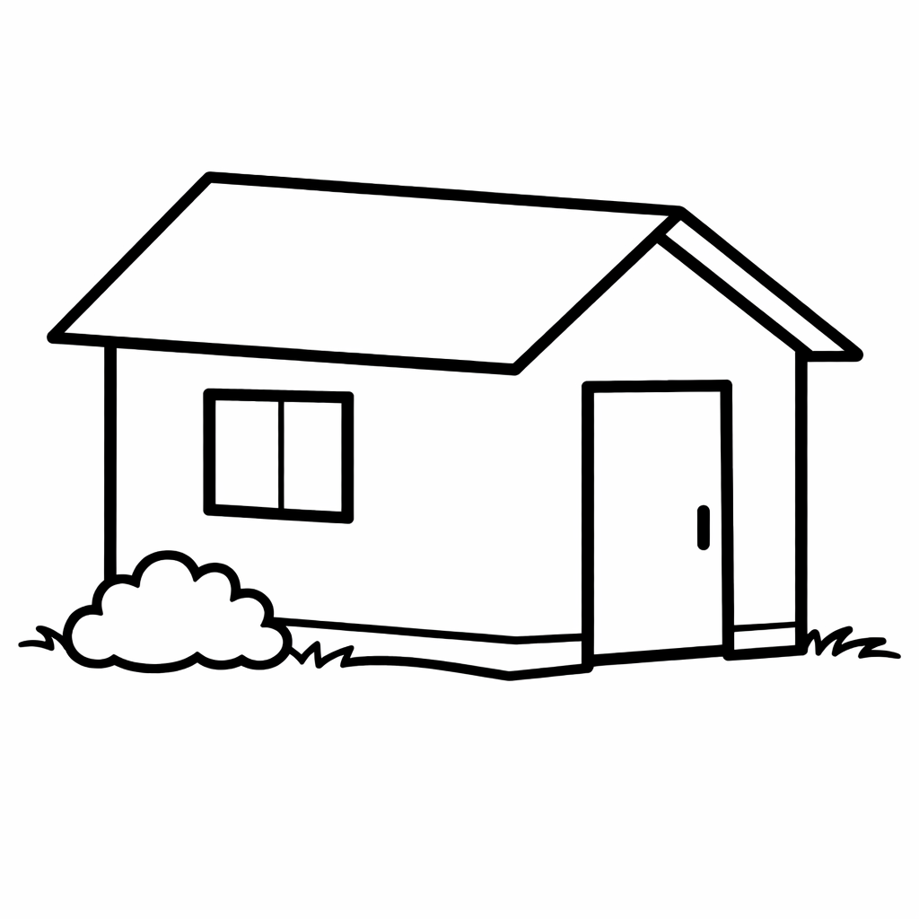 House Coloring Page — House And Sun