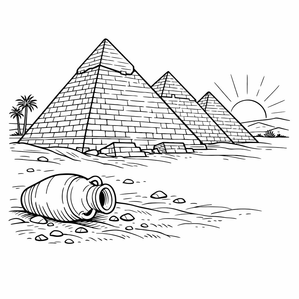 Pyramids Coloring Page — Object Only: Two Or Three Pyramidss Side By…
