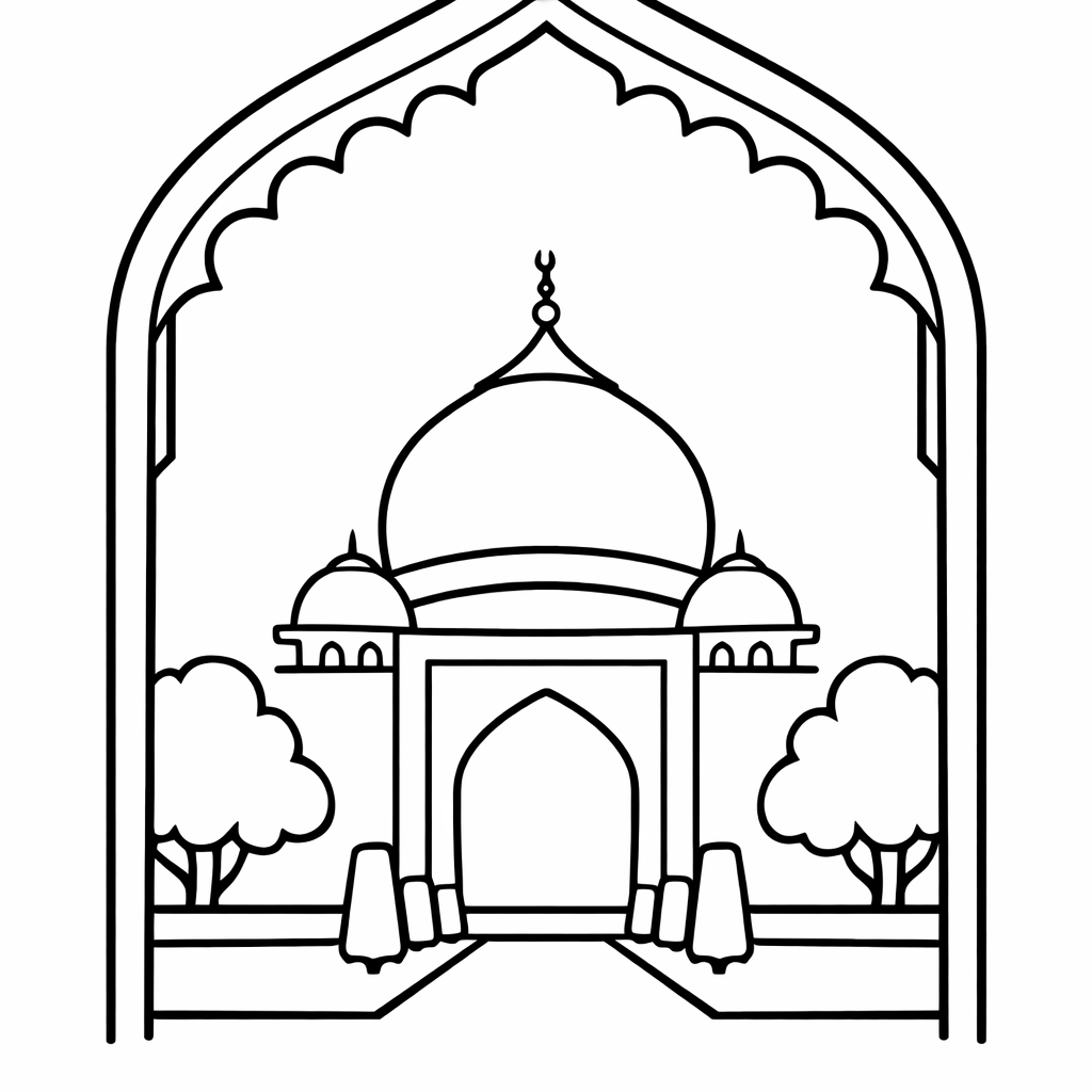 Taj Mahal Coloring Page — Taj Mahal Silhouette