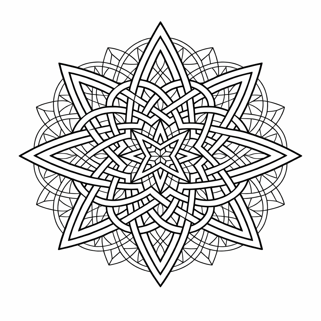 Star Mandala Coloring Page — Object Only: A Cute Star Mandala With Clean…