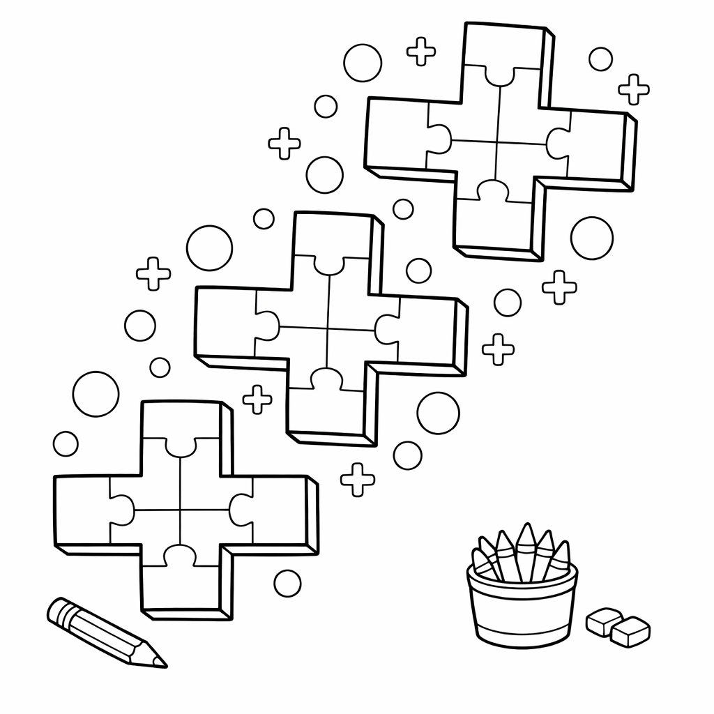 Addition Coloring Page — Heart With Number Sections