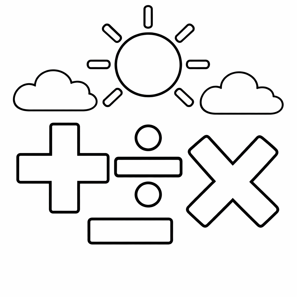 Algebra Basics Coloring Page — Simple Equation Format