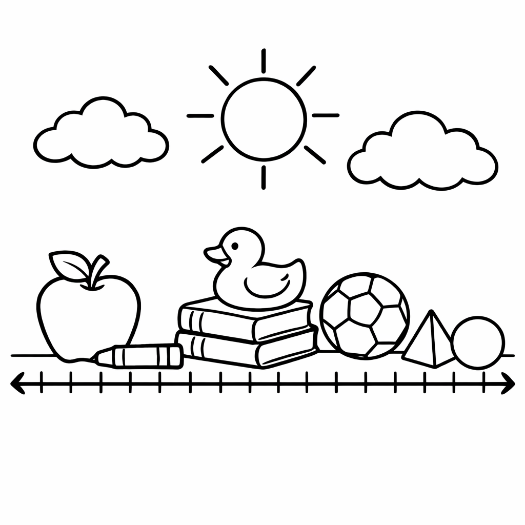 Counting & Numbers Coloring Page — Object Only: A Cute Counting & Numbers With…