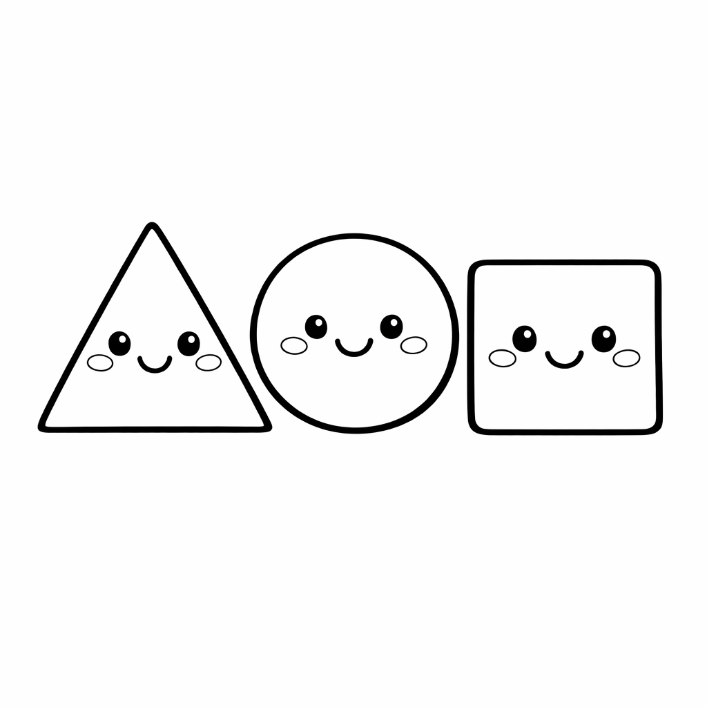 Shapes & Geometry Coloring Page — 3d Shapes Outline