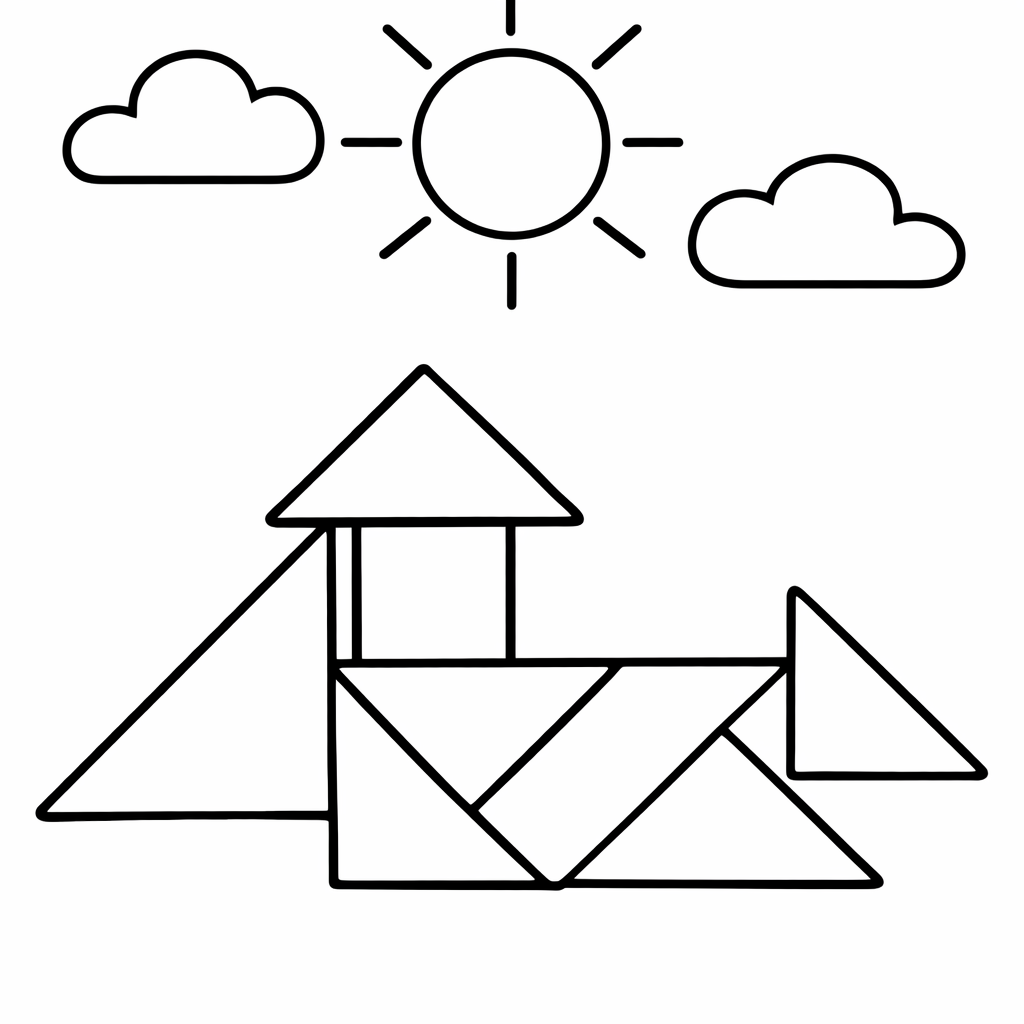 Shapes & Geometry Coloring Page — Object Only: Two Or Three Shapes & Geometrys…