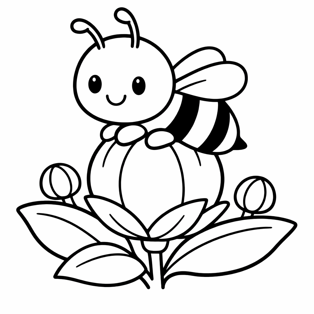 Bee Coloring Page — Bee And Honey