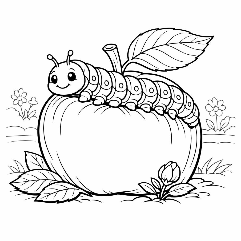 Caterpillar Coloring Page — Object Only: Two Or Three Caterpillars Side By Side, Simple And Adorable, No Background