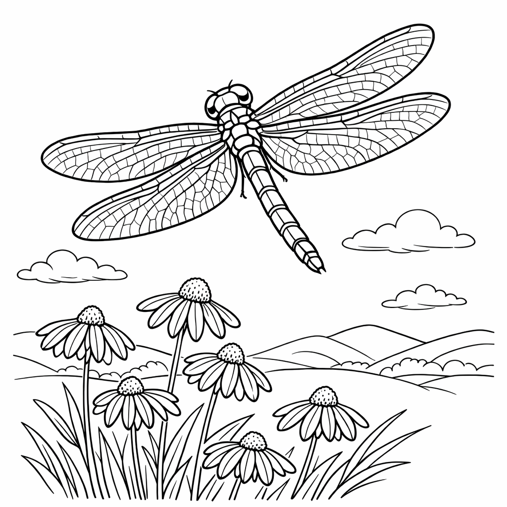 Dragonfly Coloring Page — Dragonfly Simple
