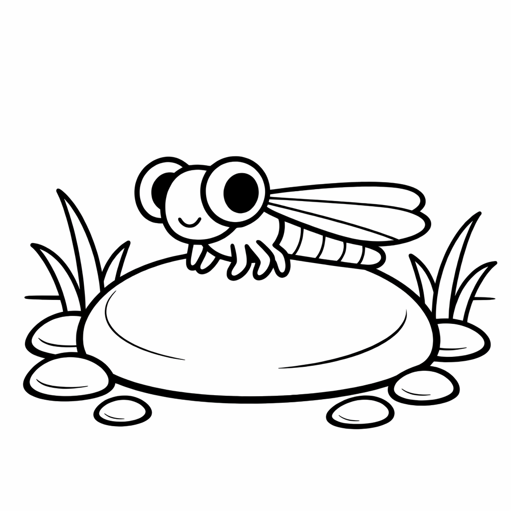 Dragonfly Coloring Page — Dragonfly On Reed
