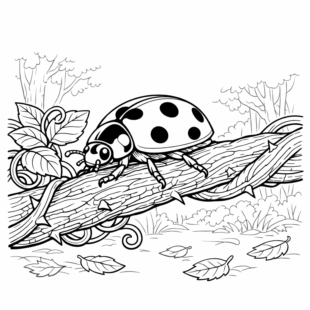 Ladybug Coloring Page — Ladybug And Flower