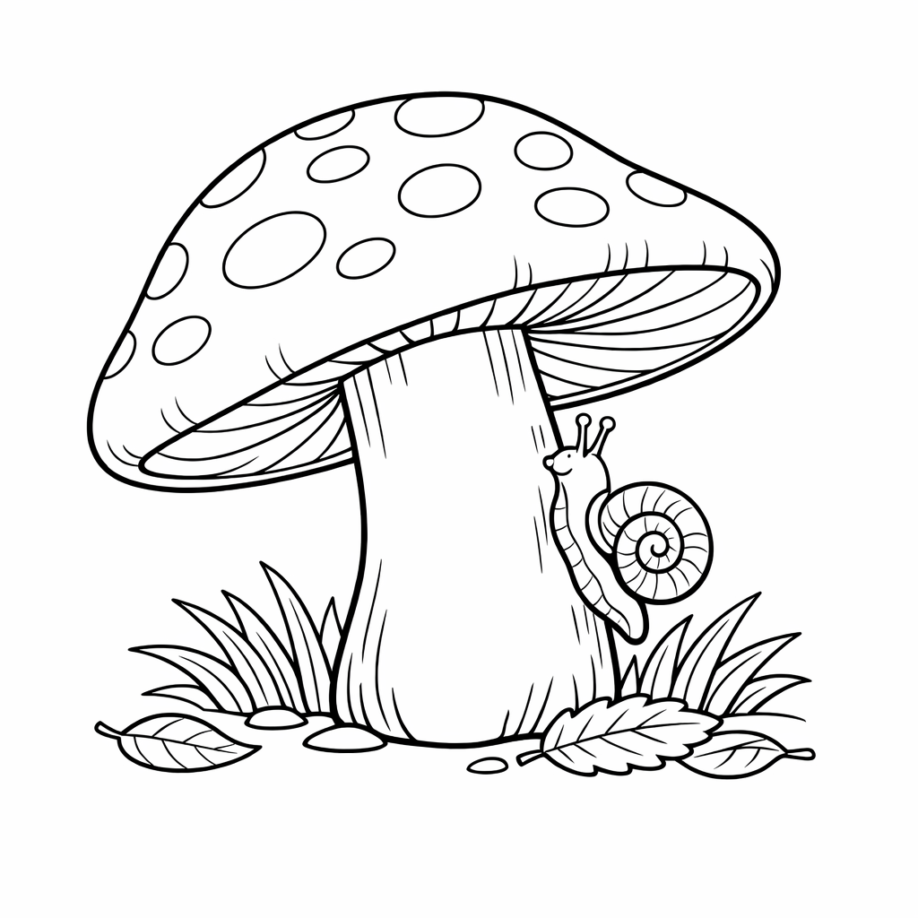 Mushroom Coloring Page — Object Only: A Cute Mushroom With Clean Outlines, No Background