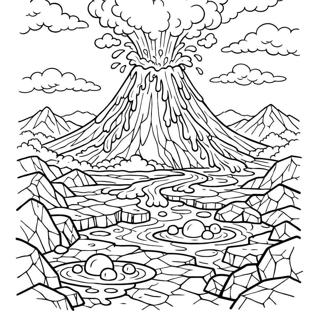 Volcano Coloring Page — Volcano Simple