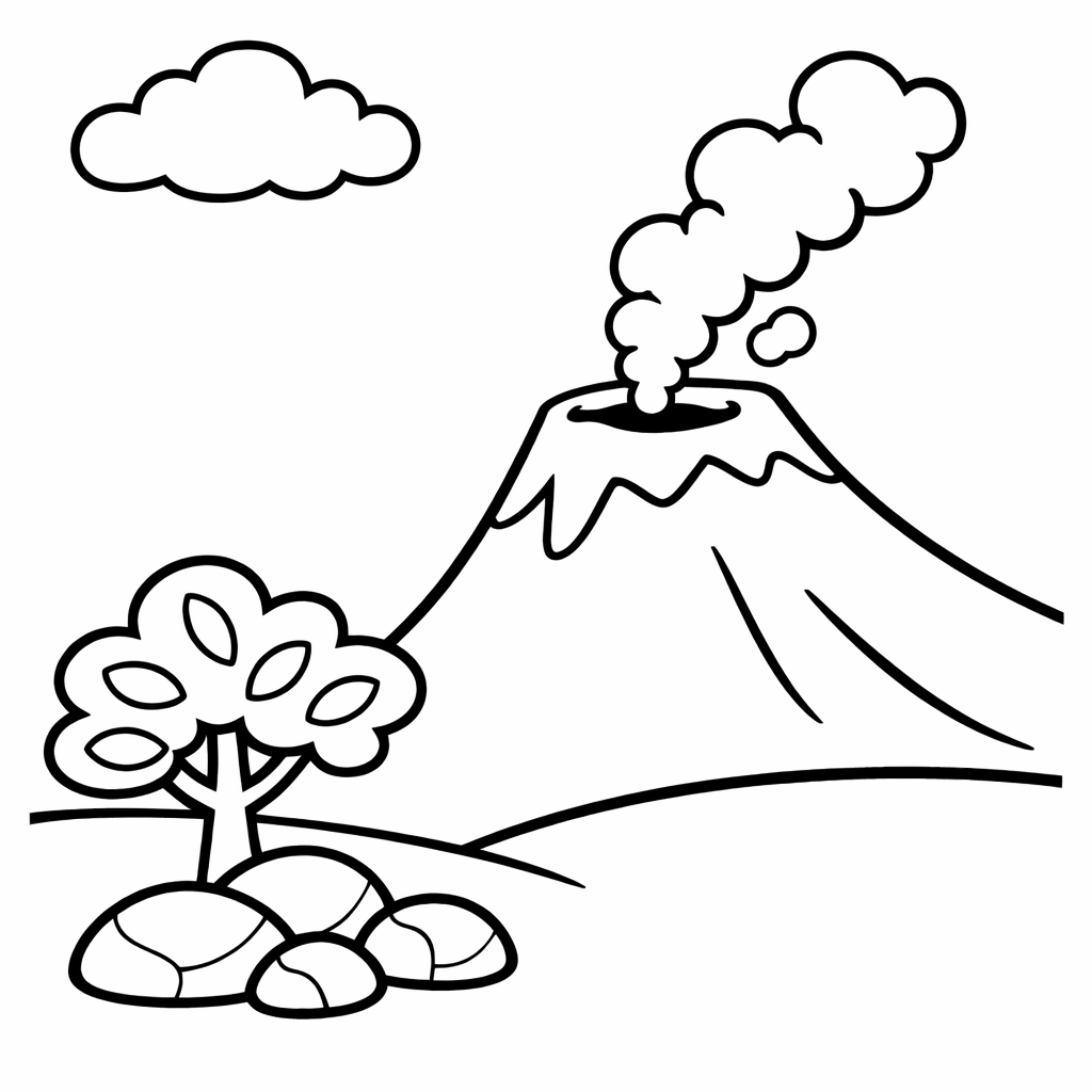 Volcano Coloring Page — Volcano Erupting