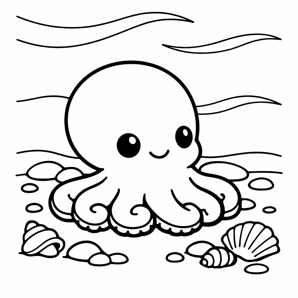 Octopus Coloring Page — Octopus Swimming