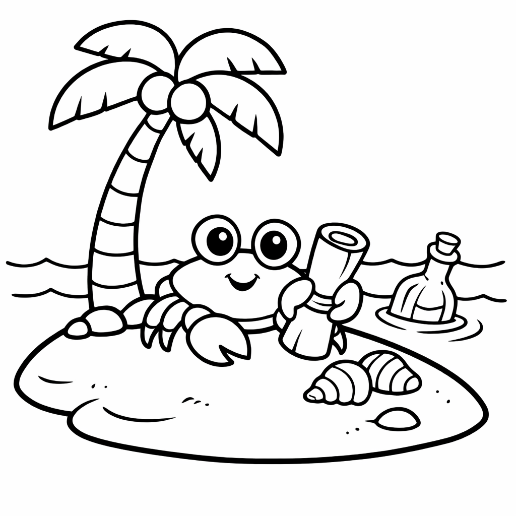 Island Coloring Page — Desert Island