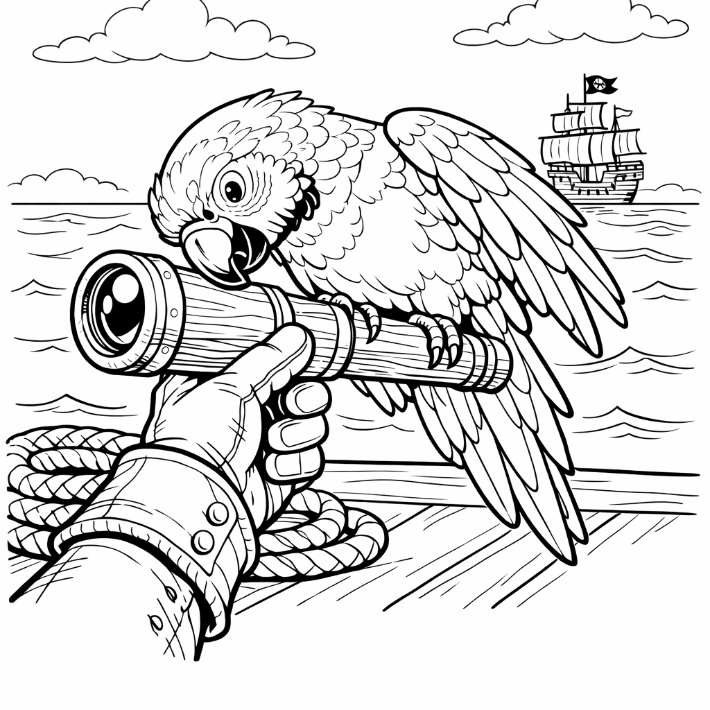 Parrot Coloring Page — Object Only: Two Or Three Parrots Side By Side, Simple And Adorable, No Background