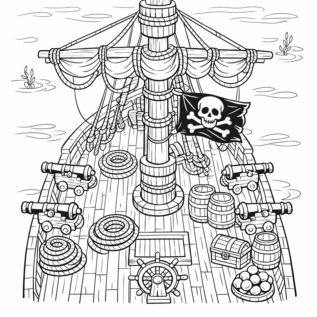 Pirate Ship Coloring Page — Ship And Island