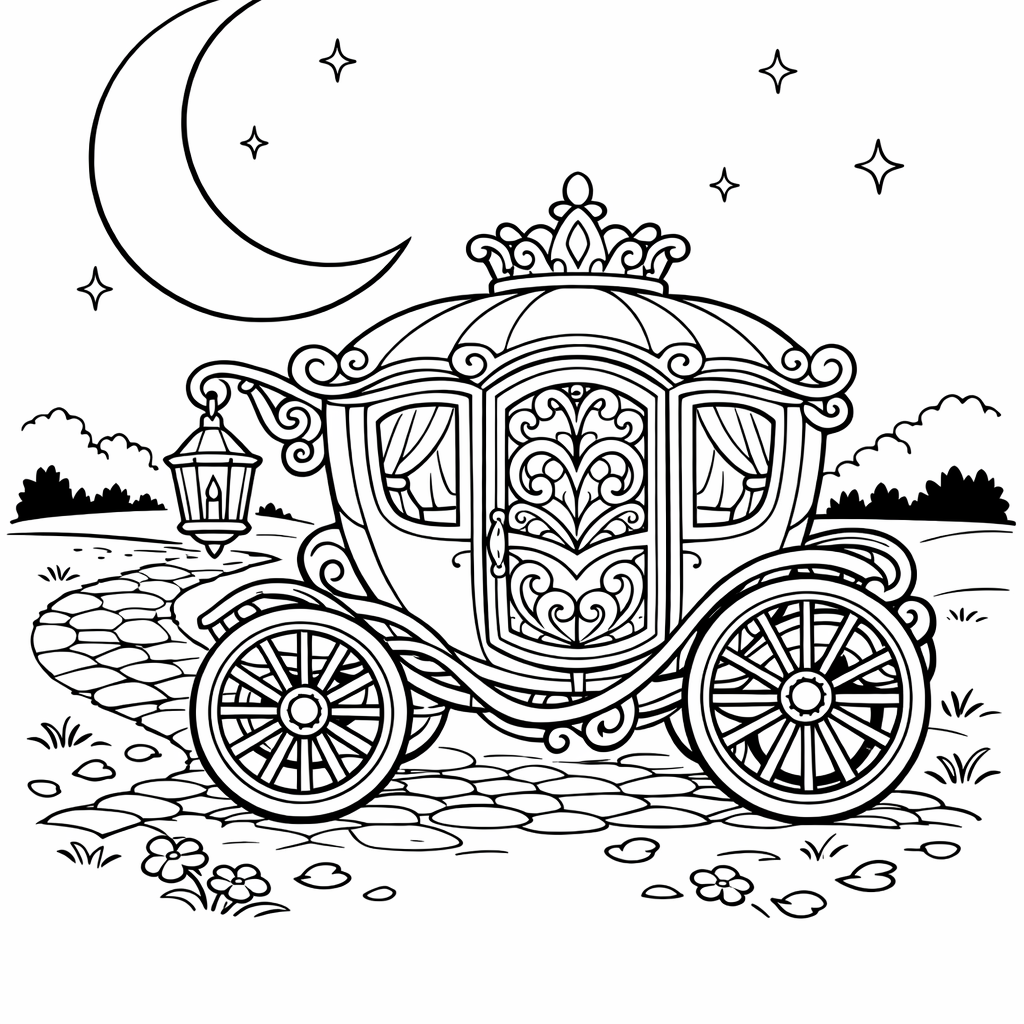 Carriage Coloring Page — Carriage At Castle